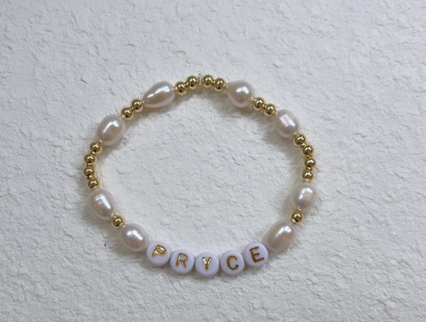 The ‘Frida’ Pearl Goldie Bracelet (can be personalised)