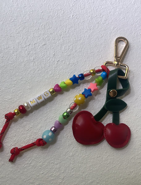 Le Cherry bag key charm personalised