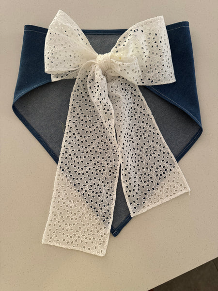 Le Scarf Denim Bow Top