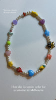 The Paloma Charm Necklace with glass pearls (Custom made to order)