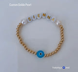 The ‘Goldie’ Pearl Personalised Name Bracelet (made to order)