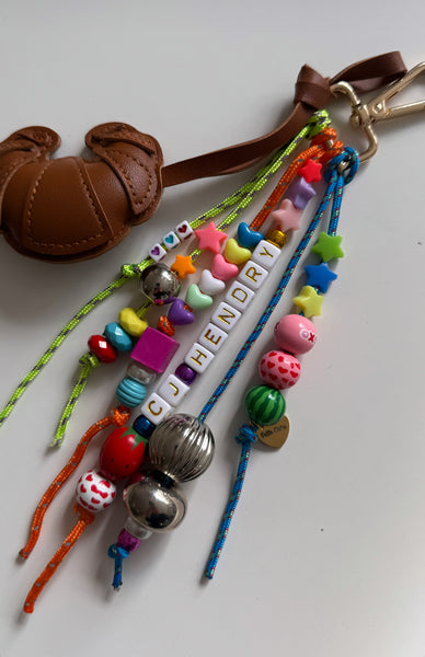 Le ParaHendry croissant bag and key charm personalised