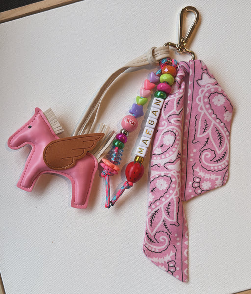 Le unicorn bag and key charm personalised (palm tree)