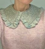 The 'Bridgette' grey leopard collar with frill (women's) - Petite Chou