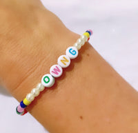 The ‘Mini Pearl' Personalised Name Bracelet with multi coloured beads (made to order) - Petite Chou