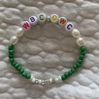 The Green 'Pearl' Personalised Name Bracelet (made to order) - Petite Chou