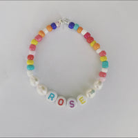 The 'Pearl' Personalised Name Bracelet with multi coloured beads (made to order) - Petite Chou