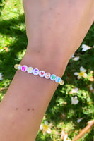 The 'Heart' Pearl Name Bracelet with multi coloured beads (made to order) - Petite Chou