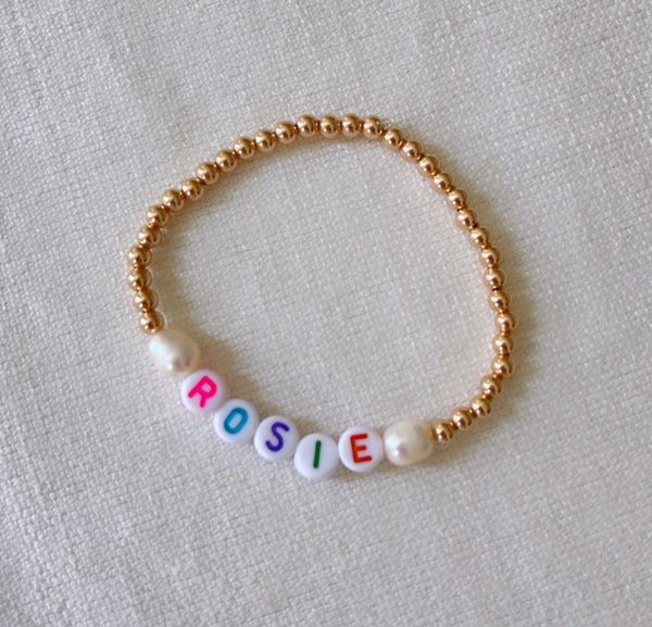 The ‘Rosie’ Pearl Personalised Name Bracelet (made to order) - Petite Chou