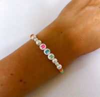 The Maxi & Mini Pearl Personalised Name Bracelet with multi coloured beads (made to order) - Petite Chou