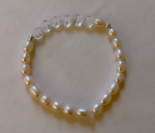 The 'Chloe' Pearl Personalised Name bracelet (made to order) - Petite Chou