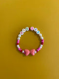 The pink hearts 'Pearl' personalised Name Bracelet (made to order) - Petite Chou