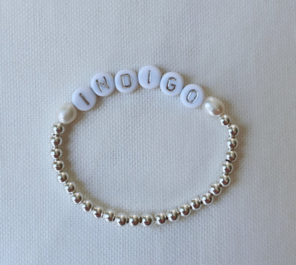 The ‘Silvie’ Pearl Personalised Name Bracelet (made to order) - Petite Chou